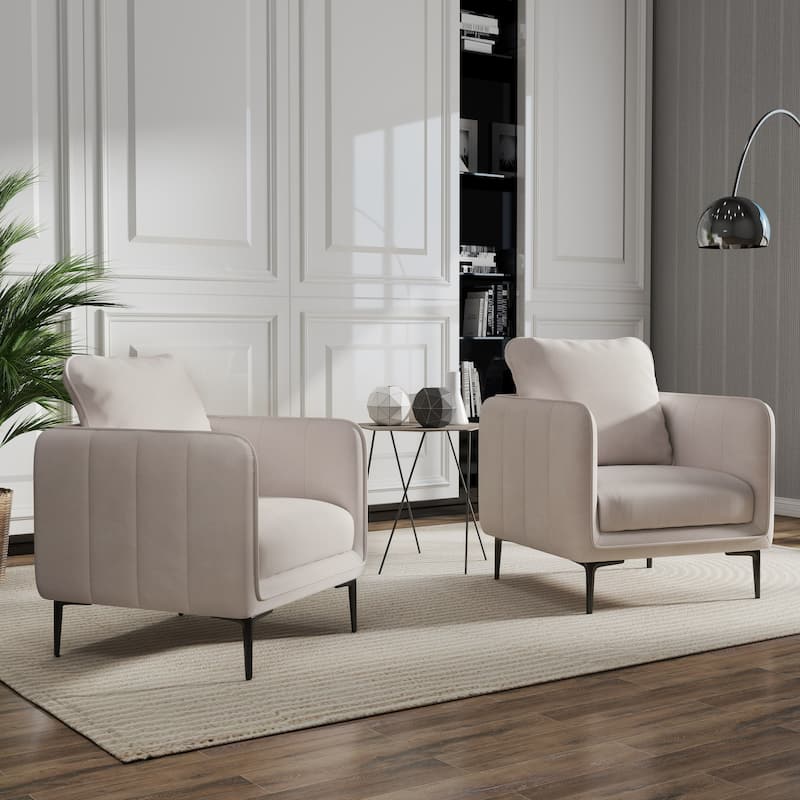 Nora Modern Velvet Accent Chair for Bedroom with Metal Legs