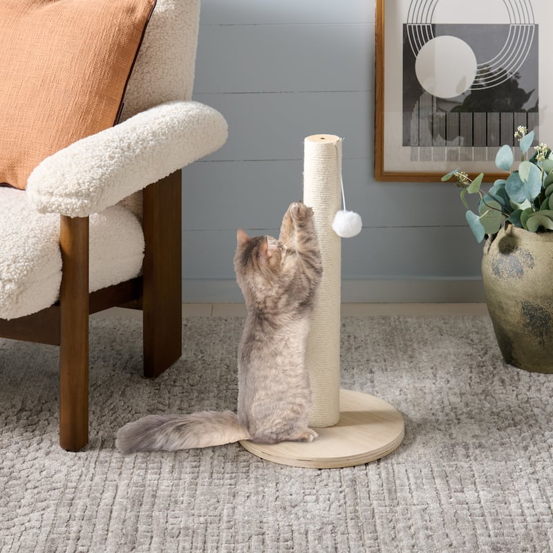 SAFAVIEH Home Ivory/Natural 12"W x 12"L x 21"H Jute Cat Scratch Post - 12"W x 12"L x 21"H
