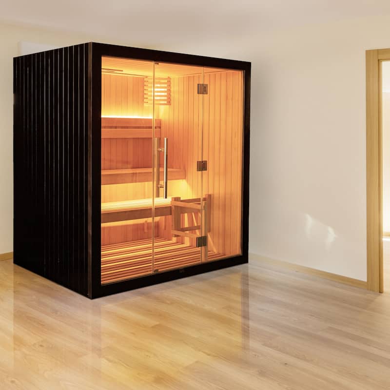 ALEKO 4 Person Hemlock Indoor Dry Wet Sauna with 4.5 kW Electrical Heater