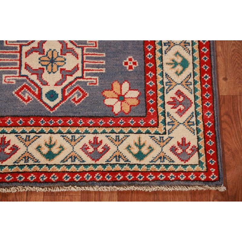 Blue Kazak Foyer Rug Oriental Traditional Handmade Wool Carpet - 2'8"x 4'1"