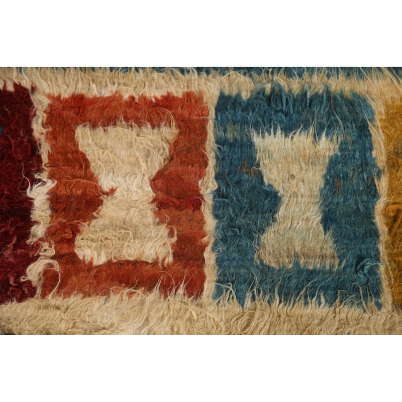Checkered Moroccan Berber Area Rug Handknotted Oriental Wool Carpet