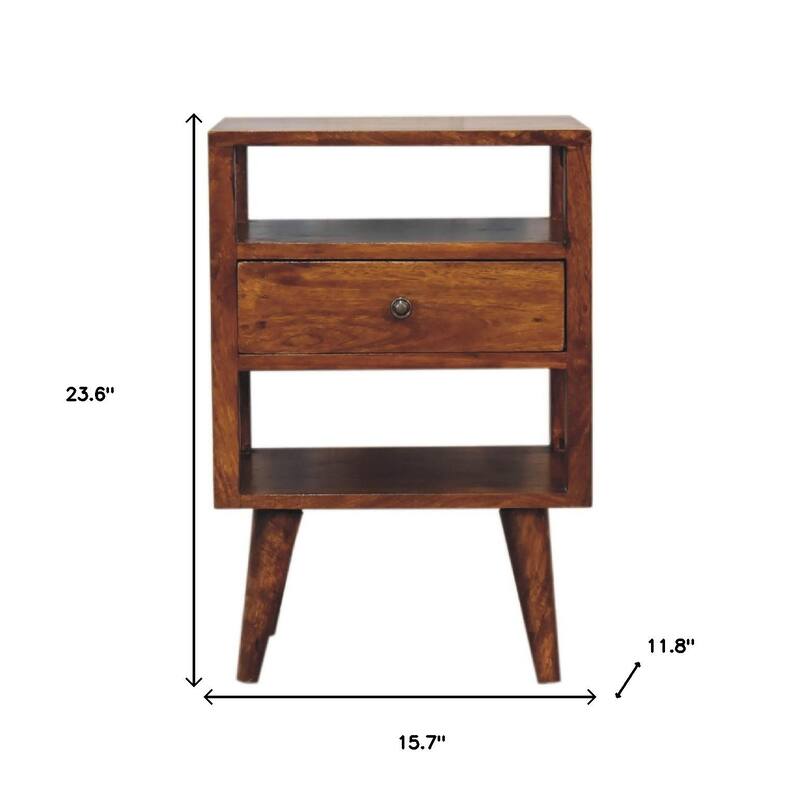 HomeRoots 24" Chestnut Solid Wood One Drawer Nightstand