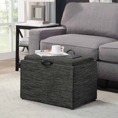 Storage Ottoman with Reversible Tray - Stylish Storage Box with Cushion Seat and Functional Tray Top for Home Organization