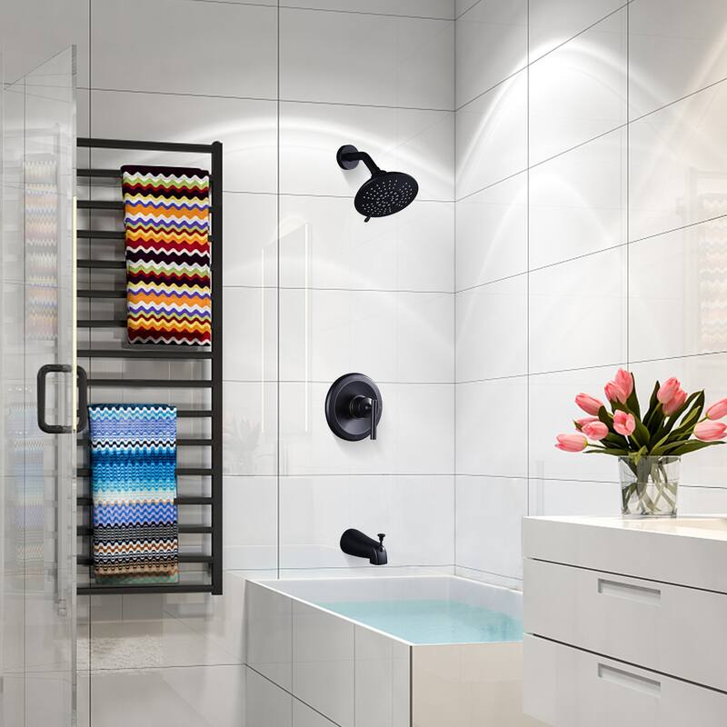 WOWOW Single-Handle 5-Spary Round Shower Faucet with Tub Spout