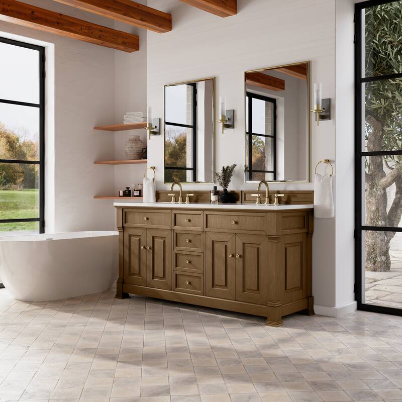 Brookfield 72" Double Vanity, Honey Oak
