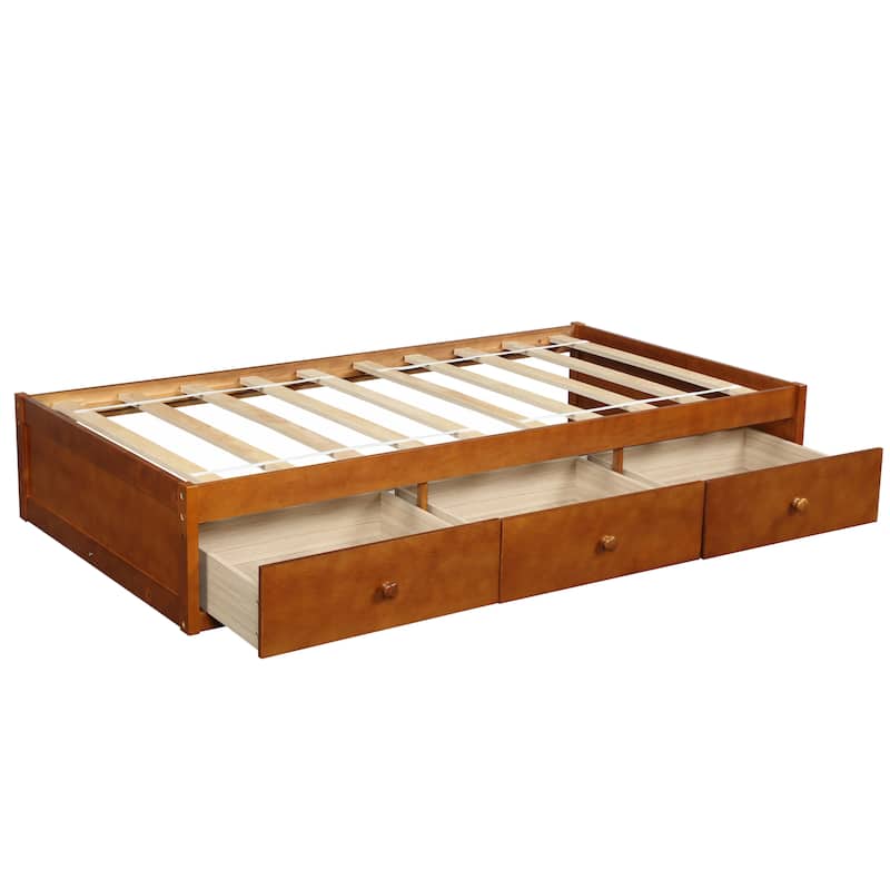 Nestfair Twin Size Platform Storage Bed with 3-Drawers
