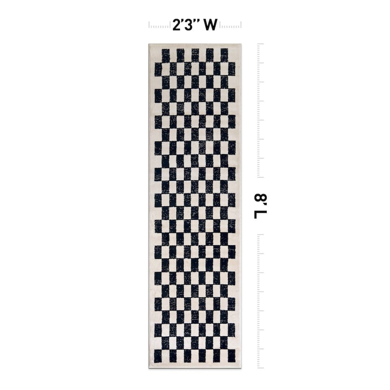 Contemporary Checkered Stylish Area Rug, Pet Friendly for Any Room