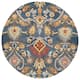 SAFAVIEH, Handmade Marietje Blossom French Country Wool Area Rug - 8' Round - Navy/Multi