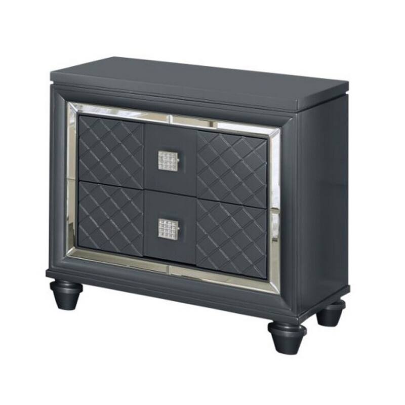 Gray 2 Drawer 18 in. W Nightstand with Sturdy Knob Pulls