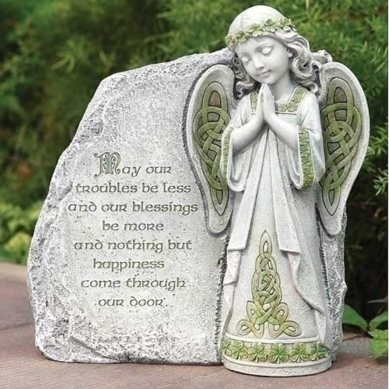 Pack of 2 Irish Blessing Angel Outdoor Garden Statues 9.75" - Grey