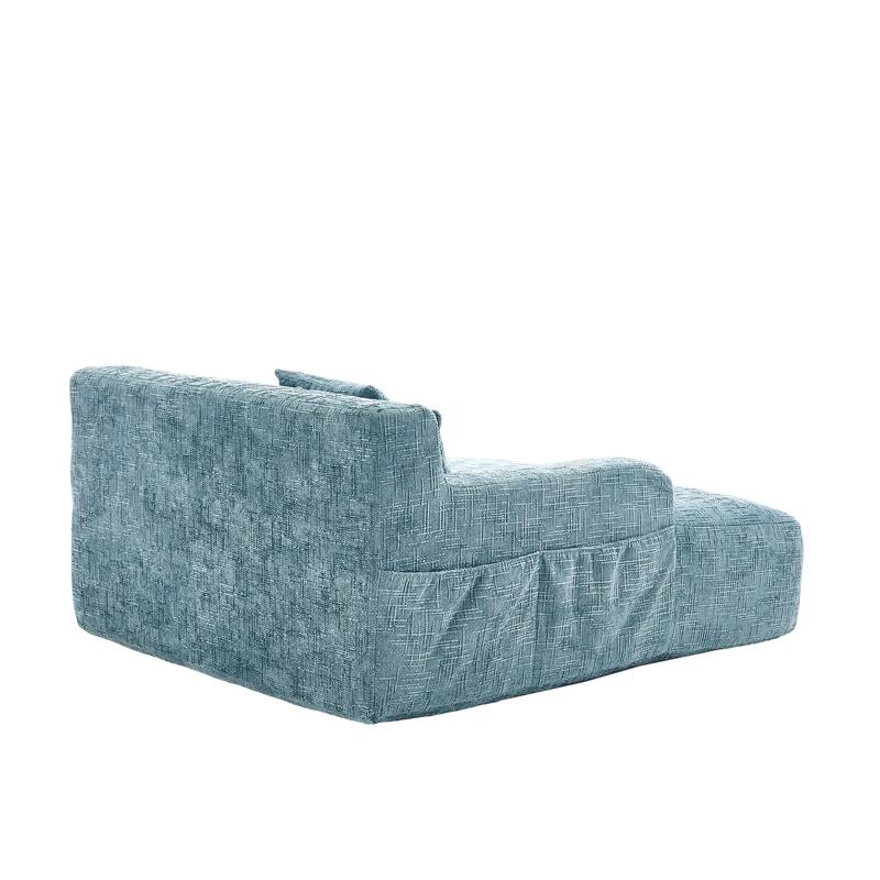 Modern Chenille Lazy Sofa Chaise Lounge Armchair Sofa Bed with 3 Pillows for Living Room Bedroom
