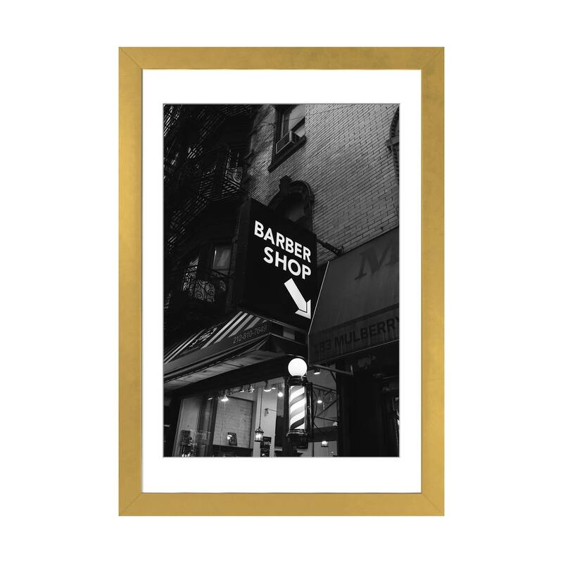iCanvas "Manhattan Barber Shop" by Bethany Young PFA - Gold - 24x16x1