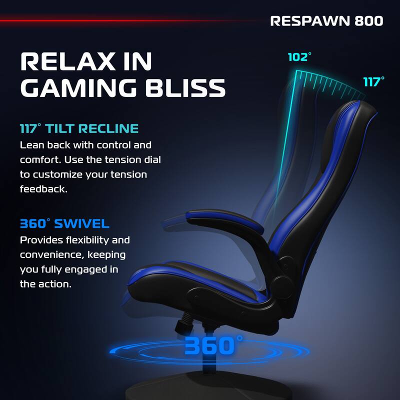 RESPAWN 800 Gaming Chair Floor, Swivel Rocker Gaming Chair, High Back Ergonomic Floor Gaming Chair for Kids and Adults