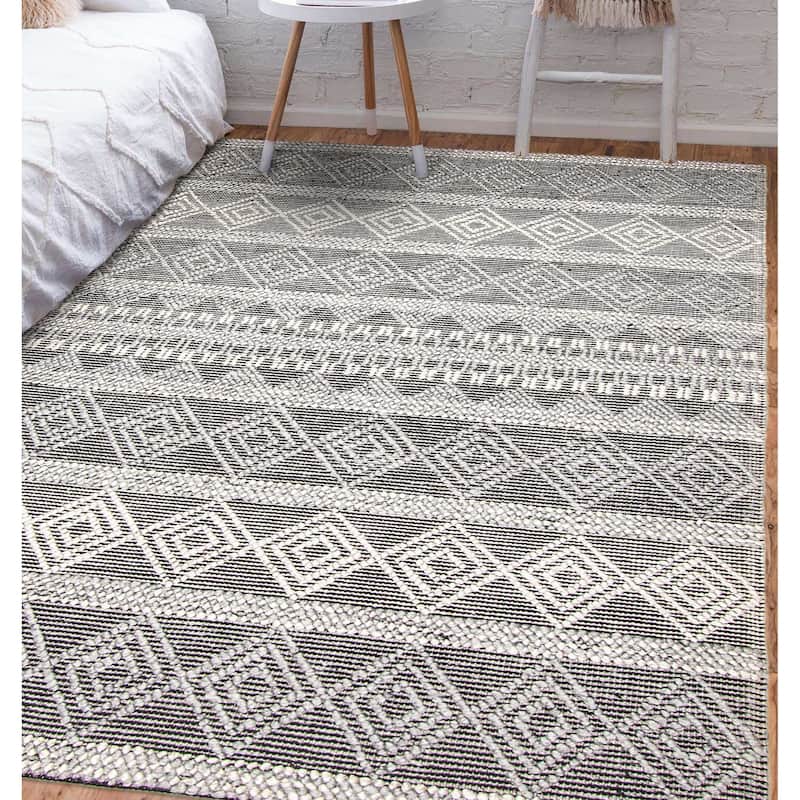 ECARPETGALLERY Braid weave Sienna Grey Wool Rug - 5'2 x 7'8