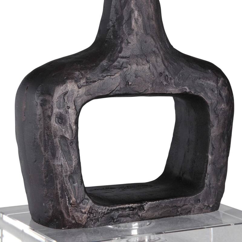 Crystal Foot Table Lamp with White Rectangular Shade - 35.75" - Black and White