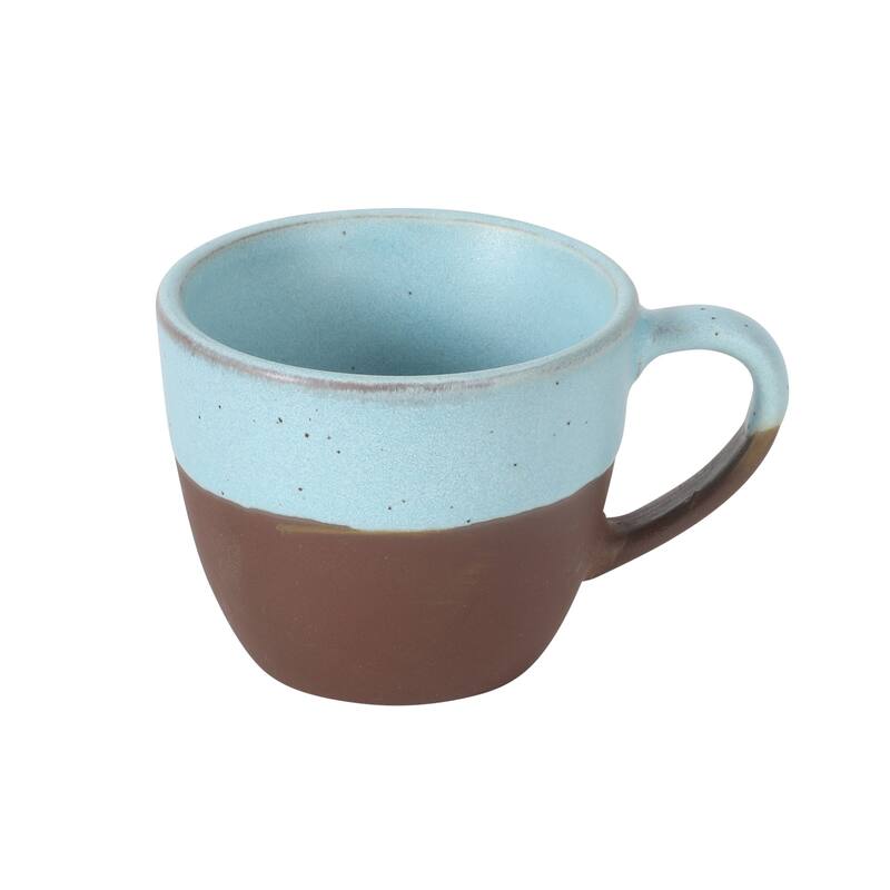 Gibson Elite William Crest 8 Piece Cup & Saucer -3.5oz Espresso Cups, 5.5" Saucers Reactive Stoneware Set