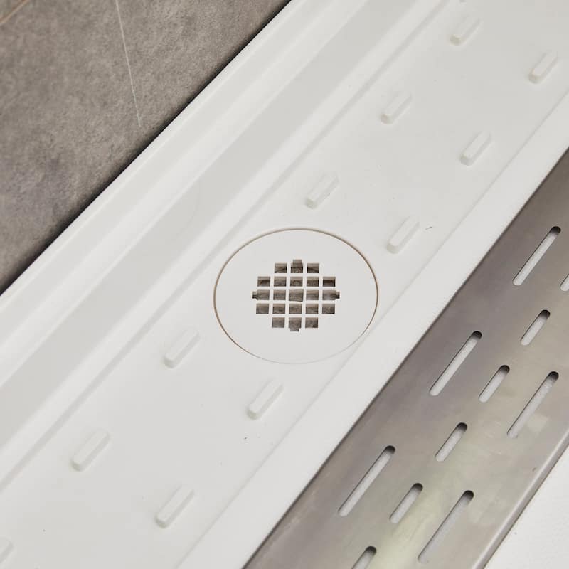 Alexander 60 in. L x 32 in. W Alcove Shower Pan Base with Left Drain in Glossy White Marine Acrylic - White