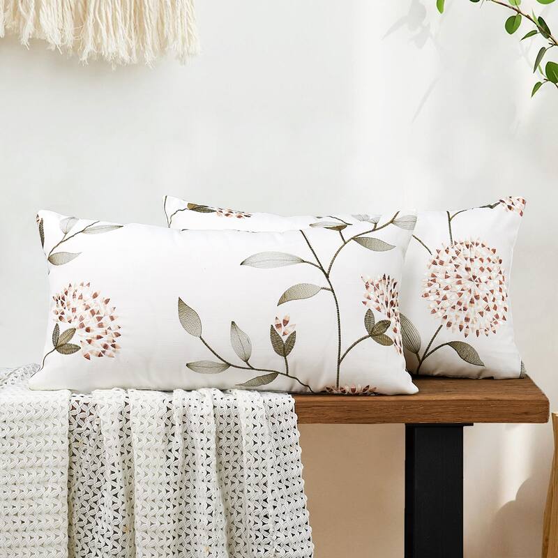 Canvas Pillow Shells with Sunflower Adornments (Set of 2), NO INSERT