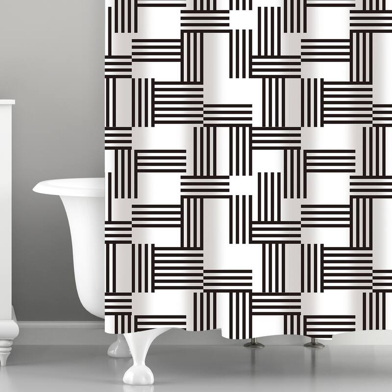 Bath Bliss Shower Curtain Woven Stripes Design