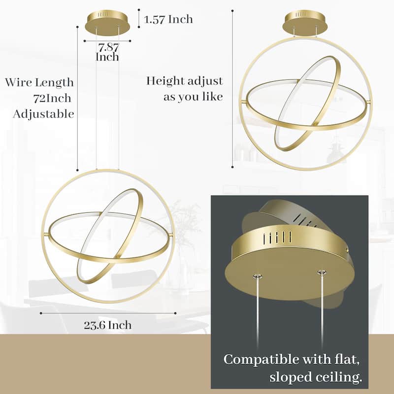 24 Inch Modern LED Globe Orb Chandelier Pendent Light