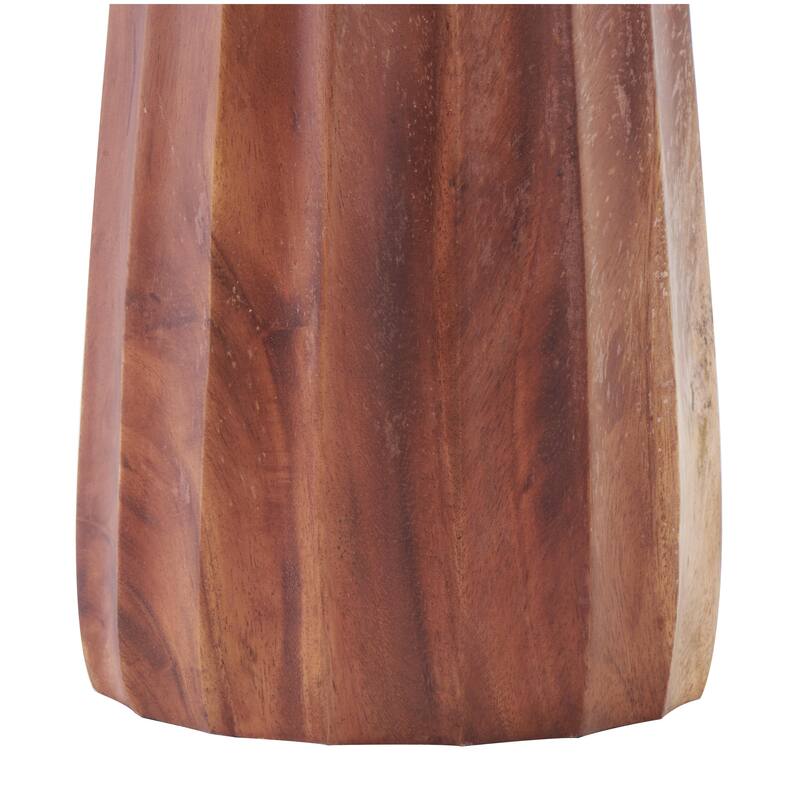 Wood Handmade Tall Pleated Floor Decorative Vase - Brown - Roche River Decor