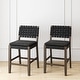 preview thumbnail 32 of 58, Nathan James Cohen Faux Leather Counter or Bar Height Stool, Solid Wood Frame with Footrest and Woven Leather Back Set of 2 - Black - Counter Height