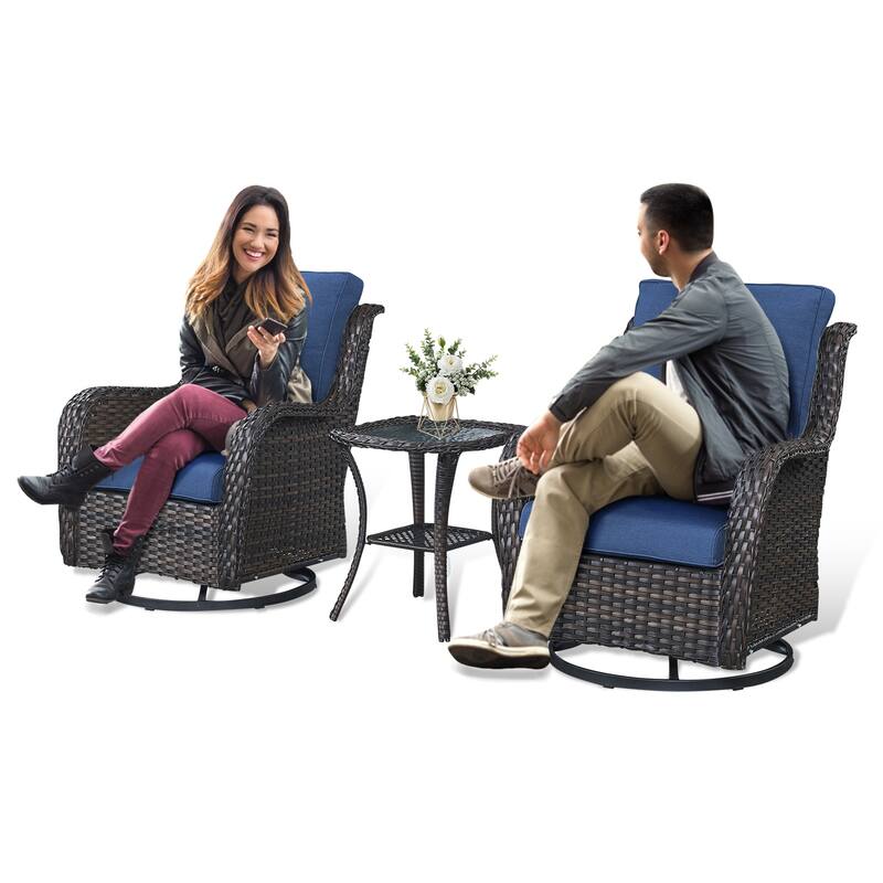 Gymojoy Patio Swivel Chair Rocking Chair Set Weather-resistance