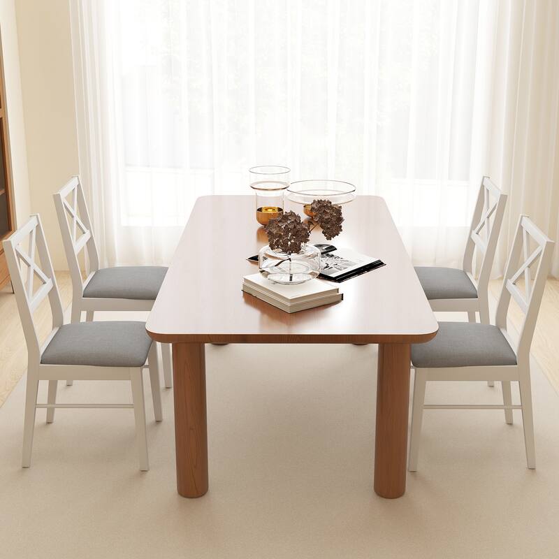 Gymax Dining Chairs Set of 2 Upholstered Kitchen Side Chairs w/ Rubber