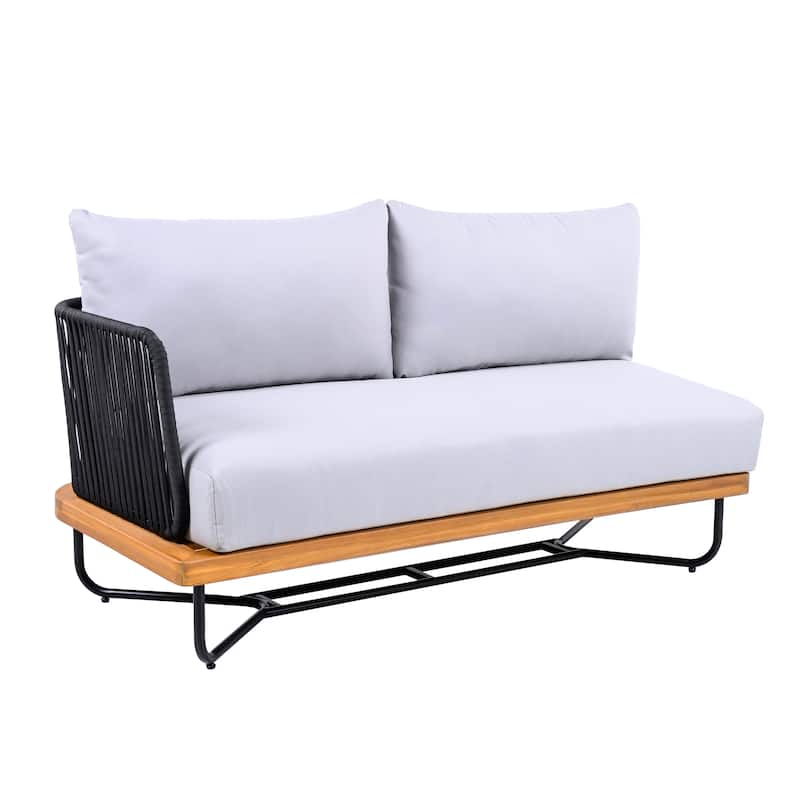 Christopher Knight Home - Evelyn Patio Outdoor Acacia Wood Rope Sofa Set