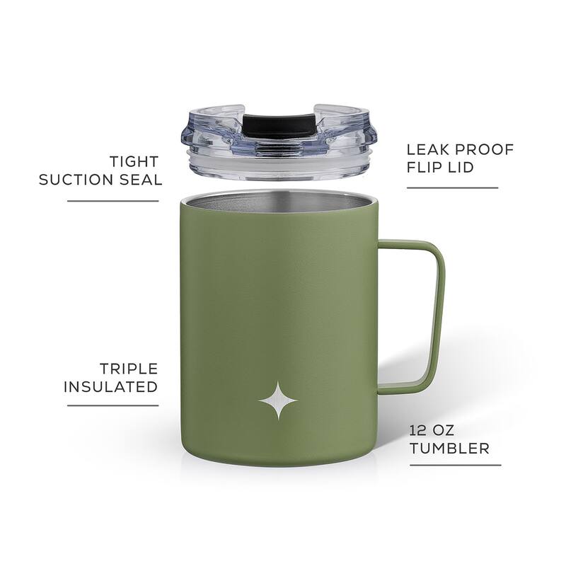JoyJolt Vacuum Insulated Stainless Steel Tumbler Mug with Lid & Handle - 12 oz - 12 oz