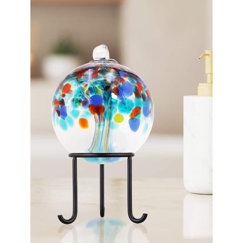 Tree Of Life 4In Devotion Hand Blown Glass Ball With Stand