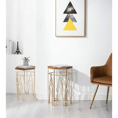 Boraam Genevieve Gold and Natural Nesting Tables