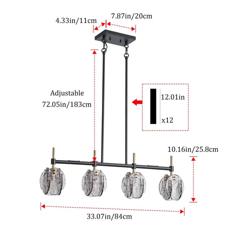 Industrial 4 Light Pendant Matte Black and Antique Brass with Smoked Glass Shades - N/A