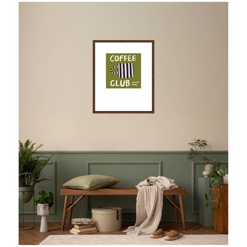 Kate and Laurel Coffee Club Kitchen Sage Green by Lucky Guava Framed Wall Art Print