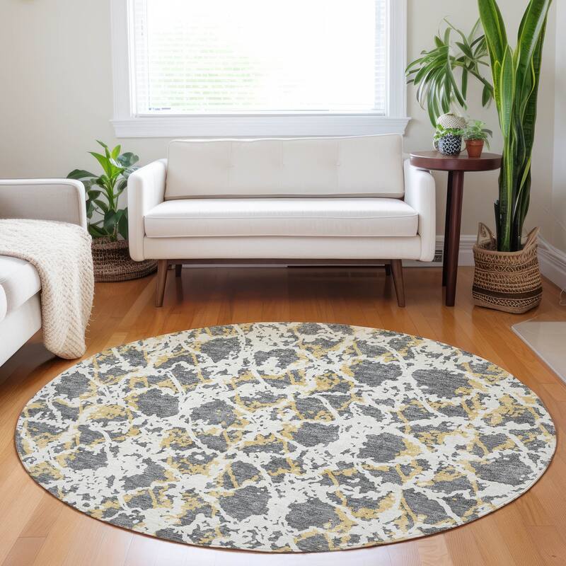 Machine Washable Indoor/ Outdoor Abstract Modern Chantille Rug