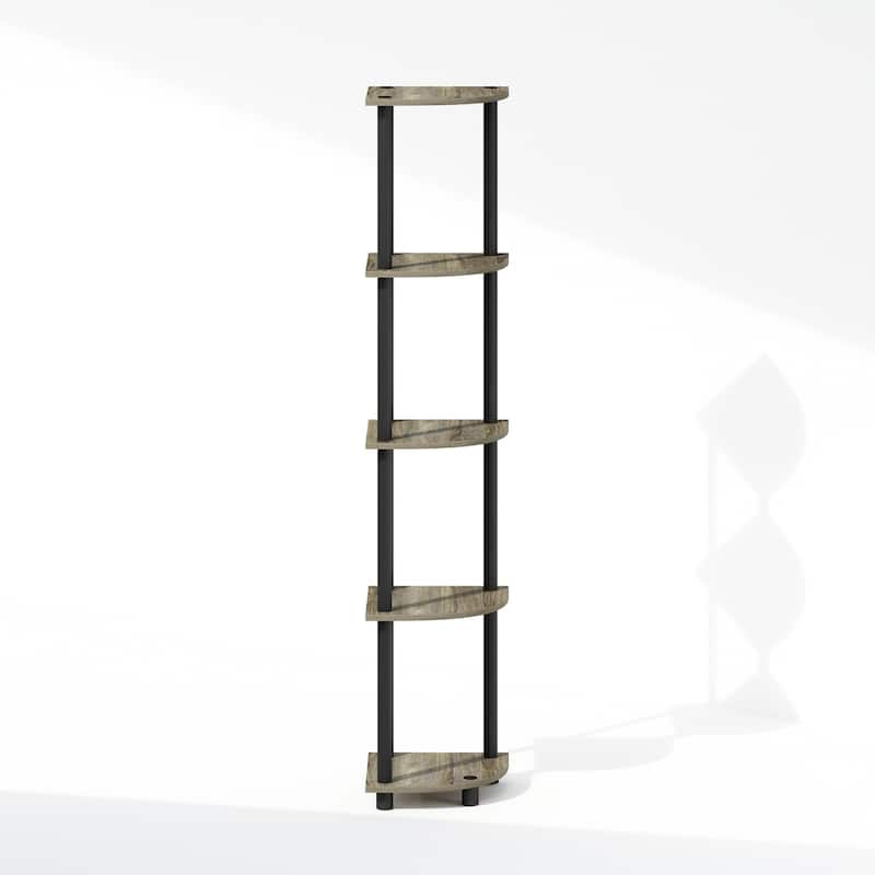 5 Tiers Wood Household Shelving Unit in French Oak/Black (11.6 in. W x 57.7 in. H x 11.6 in. D)