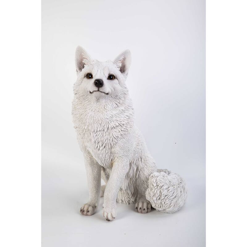 19.25" Snow Fox Outdoor Garden Statue