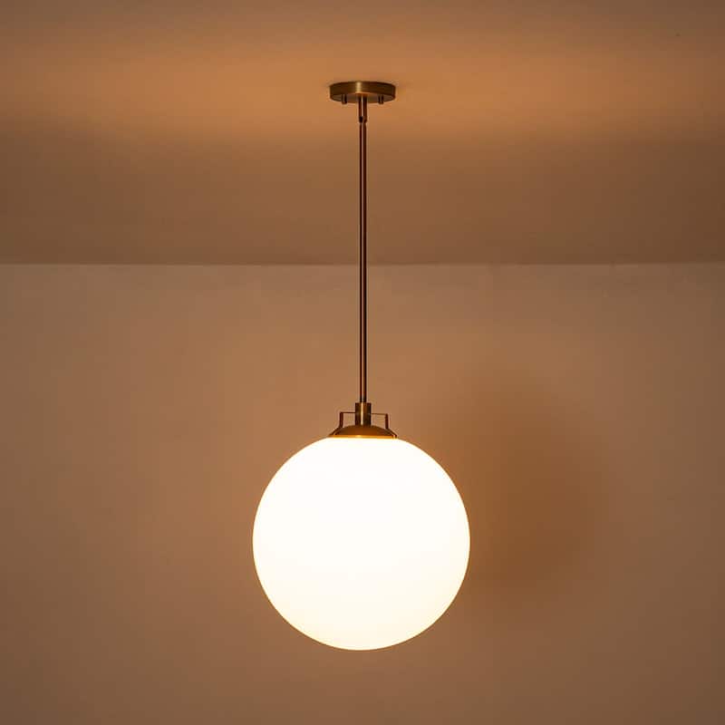 Mininalist 1-Light Single Glass Frosted Globe Pendant - 15.7in