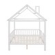 preview thumbnail 30 of 33, Full Size Wood House Bed with Fence, White+Gray