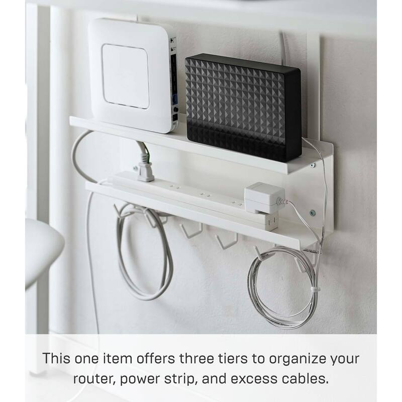 Yamazaki Home Under-Desk Cable and Router Storage Rack, Steel - L 4.53 x W 15.75 x H 16.93 inches