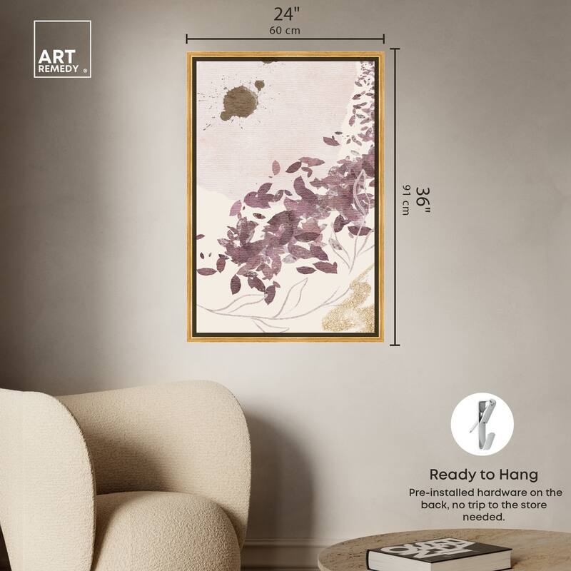 Art Remedy Golden Vineyards Framed Boho Abstract 1 Piece Canvas Wall Art