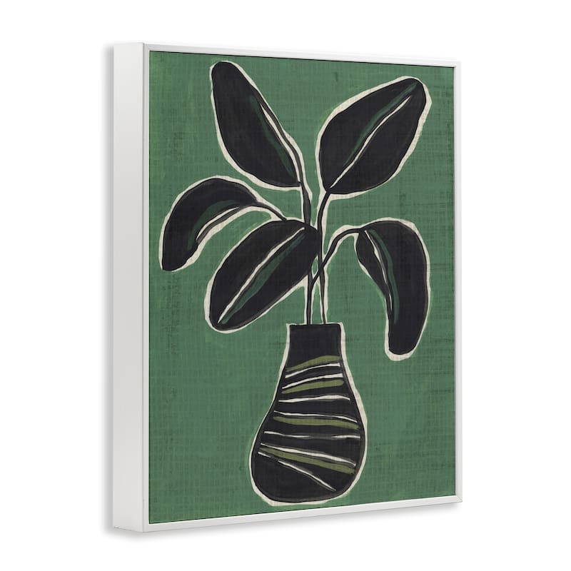 Stupell House Plant on Green Framed Giclee Art Design By June Erica Vess
