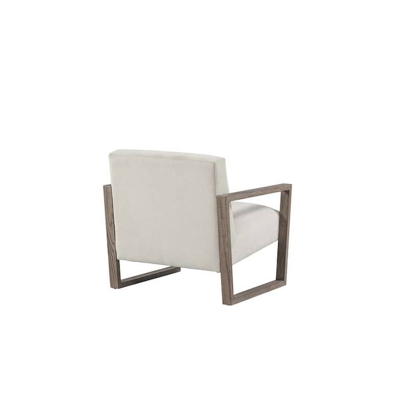 HomeRoots 28" Off White and Ash Gray Fabric Lounge Chair - 27.7 in. x 28.7 in. x 31.2 in.