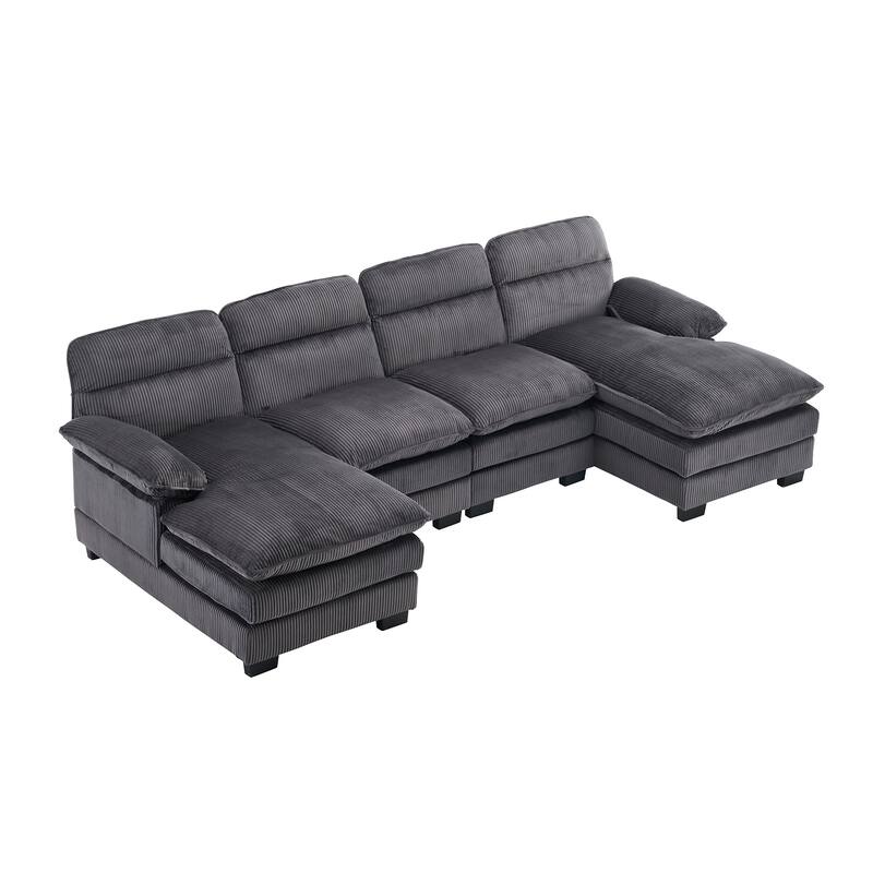 111.8" U-shaped profile sofa, including two single seats and two chaise