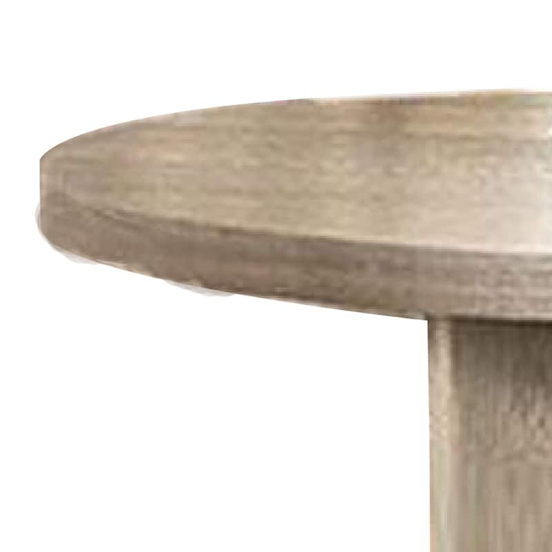 Zoko 54 Inch Round Dining Table, Pedestal Base, White Wash Solid Wood