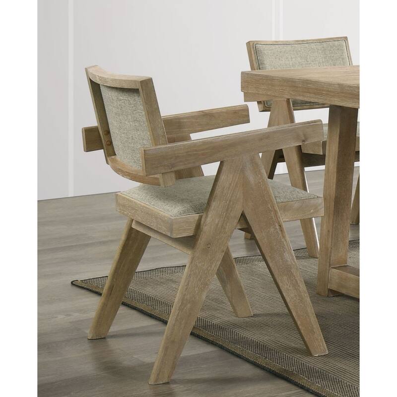Dining Room Arm Chairs Oak Upholstered Polyester Seat 2pc Dining Chairs