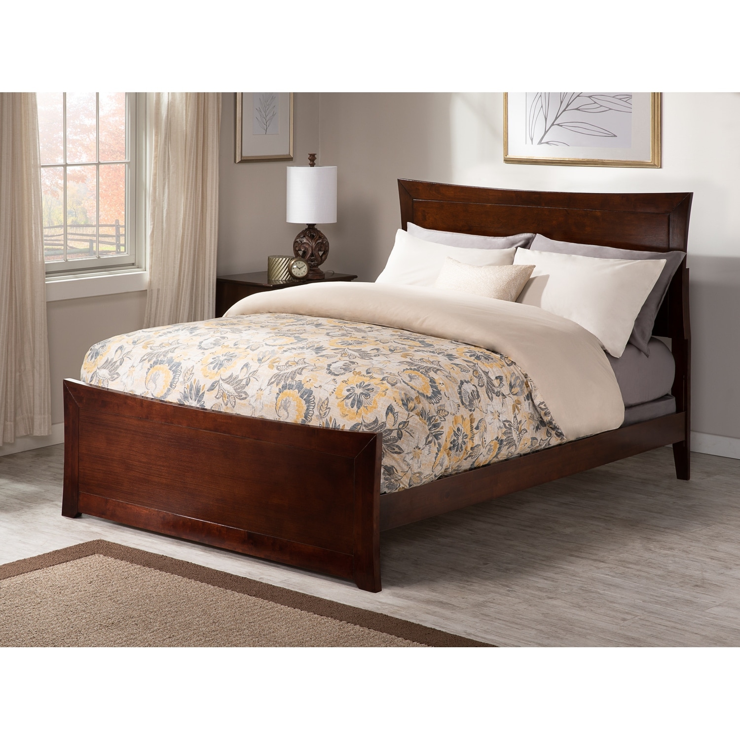 Metro Full Foundation Bed with Matching Footboard in Walnut