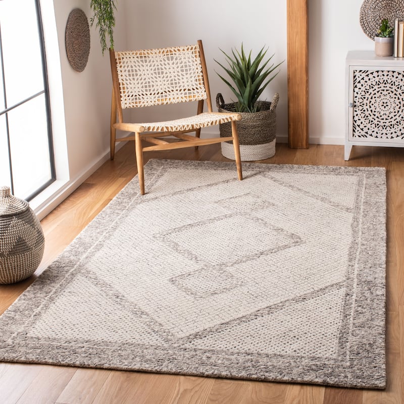 SAFAVIEH Handmade Abstract Inse Modern Wool Rug - 3' x 5' - Ivory/Grey