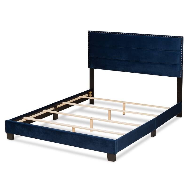 Tamira Modern Glam Velvet Fabric Upholstered Panel Bed