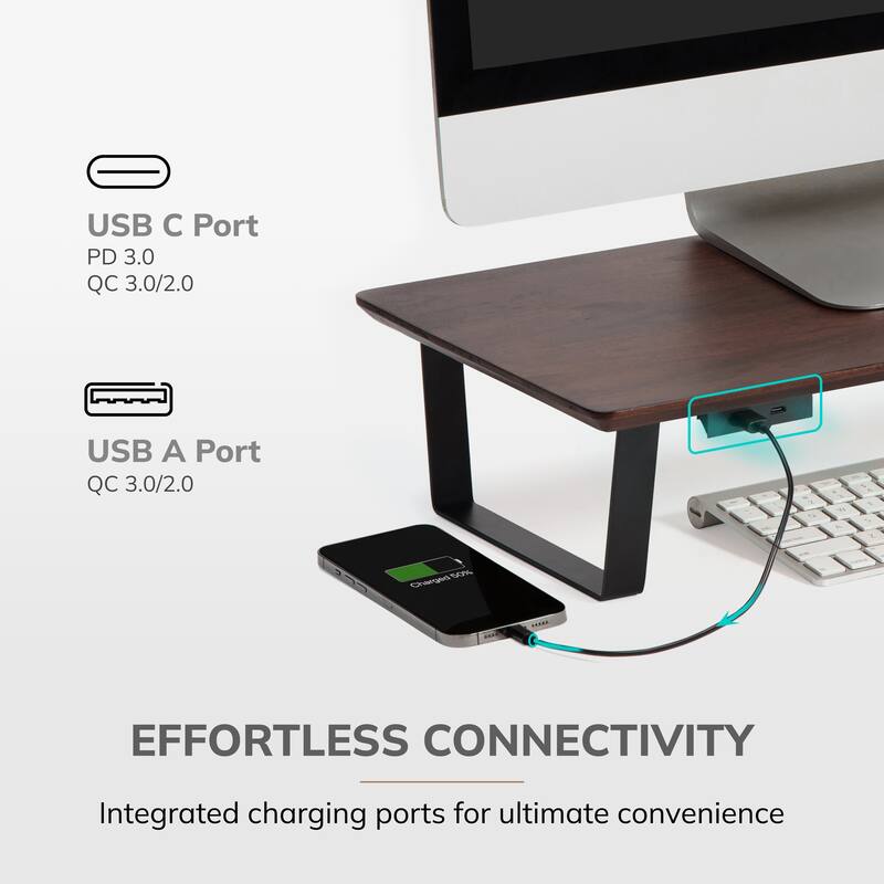 Jani Wood Monitor Stand Riser Desk - Ergonomic Design Stand, Desktop Organizer Table for Home, Office Workspace, Gaming Desk